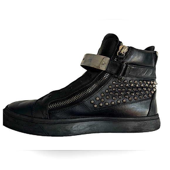 Giuseppe Zanotti | Men’s Black Genuine Leather | HighTop Sneakers | Size 9. - Picture 5 of 8